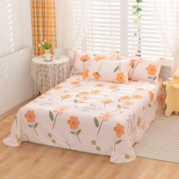 Soft breathable pure cotton bed sheet for home bedrooms