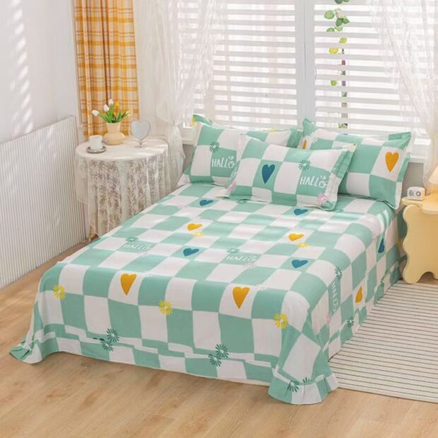 Soft breathable pure cotton bed sheet for home bedrooms