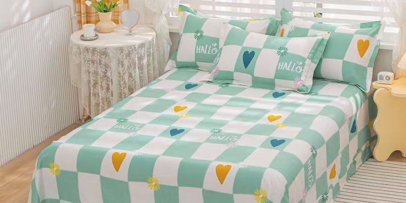 Soft breathable pure cotton bed sheet for home bedrooms