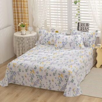 Soft breathable pure cotton bed sheet for home bedrooms