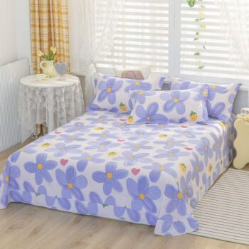 Soft breathable pure cotton bed sheet for home bedrooms