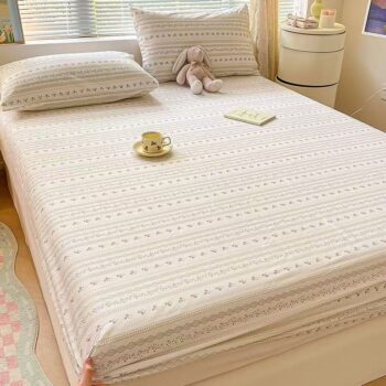 Pure cotton fitted sheet for home bedroom with soft comfort