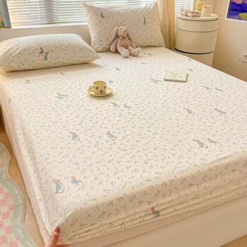 Pure cotton fitted sheet for home bedroom with soft comfort