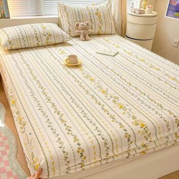 Pure cotton fitted sheet for home bedroom with soft comfort