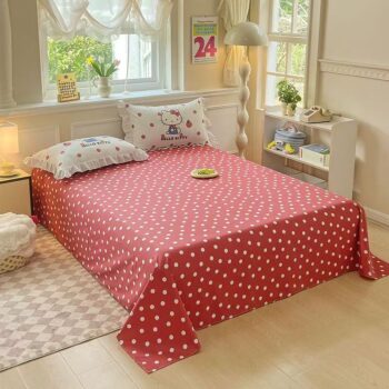 Minimalist pure cotton polka dot bed sheet with soft texture