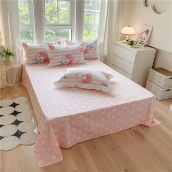 Minimalist pure cotton polka dot bed sheet with soft texture