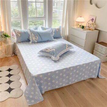 Minimalist pure cotton polka dot bed sheet with soft texture