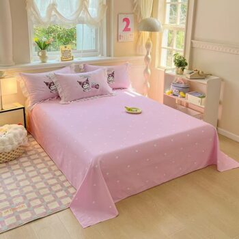 Minimalist pure cotton polka dot bed sheet with soft texture