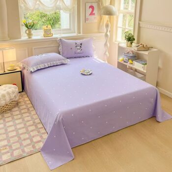 Minimalist pure cotton polka dot bed sheet with soft texture