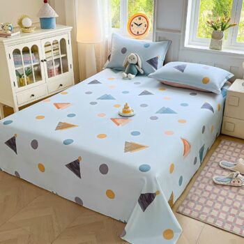 Breathable pure cotton printed bed sheet for home use