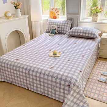 Breathable pure cotton printed bed sheet for home use