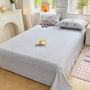 Breathable pure cotton printed bed sheet for home use