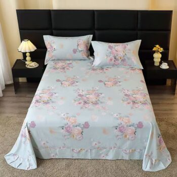 Skin-friendly pure cotton printed bed sheet for home use