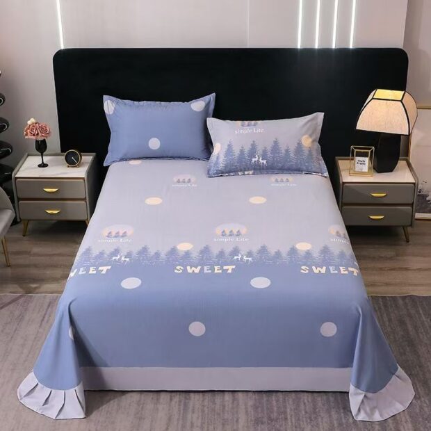 Soft pure cotton printed home bed sheet for daily use