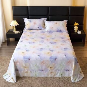 Skin-friendly pure cotton printed bed sheet for home use