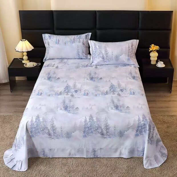Skin-friendly pure cotton printed bed sheet for home use