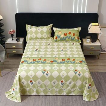 Soft pure cotton printed home bed sheet for daily use