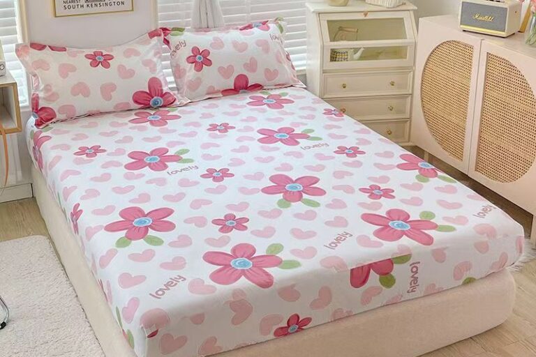 Pure Cotton Printed Home Fitted Sheet (4) Breathable pure cotton printed fitted sheet for home bedroom use