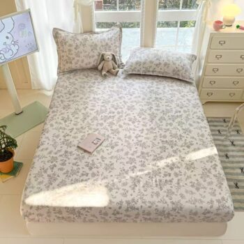 Pure cotton non-slip printed fitted sheet for household bedroom use