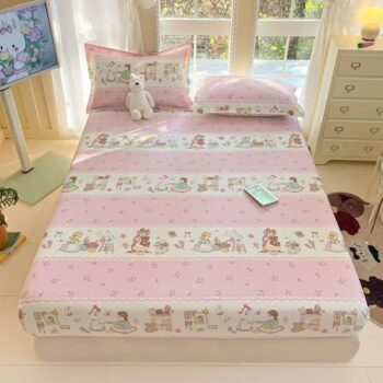 Pure cotton non-slip printed fitted sheet for household bedroom use