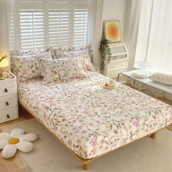 Pure cotton fitted sheet for single and double bed sizes