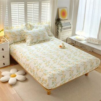 Pure cotton fitted sheet for single and double bed sizes