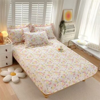 Pure cotton fitted sheet for single and double bed sizes