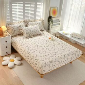 Pure cotton fitted sheet for single and double bed sizes