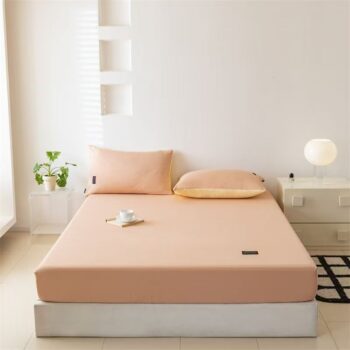 Minimalist solid color pure cotton non-slip fitted sheet
