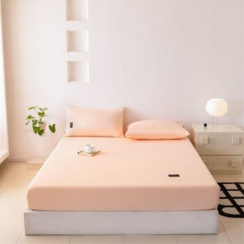 Minimalist solid color pure cotton non-slip fitted sheet