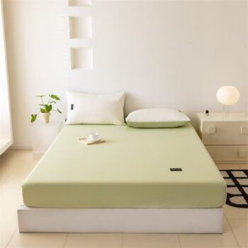 Minimalist solid color pure cotton non-slip fitted sheet