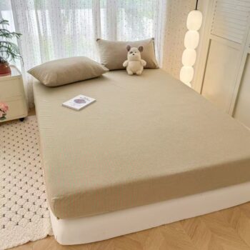Pure cotton striped and check non-slip fitted sheet for bedroom use