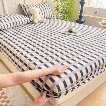 Thick pure cotton fitted sheet for single student dormitory beds