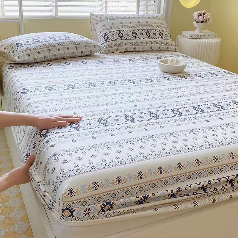 Thick pure cotton fitted sheet for single student dormitory beds