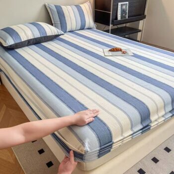 Thick pure cotton fitted sheet for single student dormitory beds