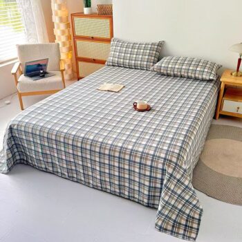 Simple checkered breathable student dorm bed sheet