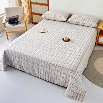 Simple checkered breathable student dorm bed sheet