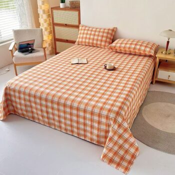 Simple checkered breathable student dorm bed sheet