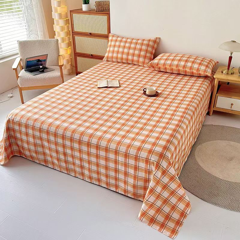 Simple checkered breathable student dorm bed sheet