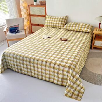 Simple checkered breathable student dorm bed sheet