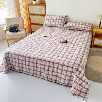 Simple checkered breathable student dorm bed sheet
