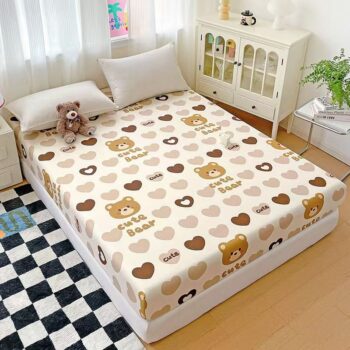 Soft cartoon printed fitted sheet for home bedroom use