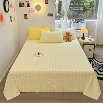 Striped pure-color thickened all-season bed sheet for home use
