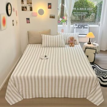 Striped pure-color thickened all-season bed sheet for home use