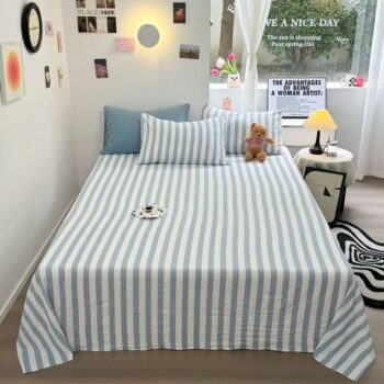 Striped pure-color thickened all-season bed sheet for home use
