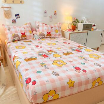 Thick non-slip pure cotton kids fitted sheet for children’s beds