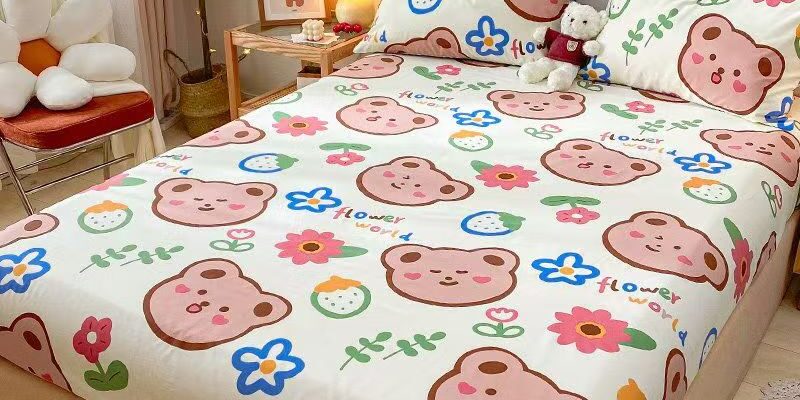 Thick non-slip pure cotton kids fitted sheet for children’s beds