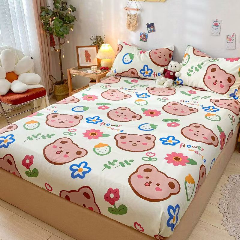 Thick non-slip pure cotton kids fitted sheet for children’s beds