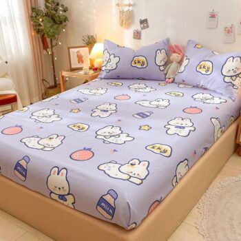 Thick non-slip pure cotton kids fitted sheet for children’s beds