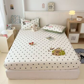 Thick pure cotton fitted sheet with reinforced elastic edges